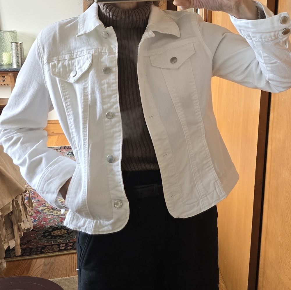 Charter Club White Lightweight Shirt Jacket